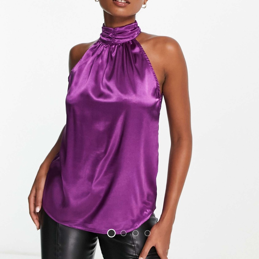 VILA Purple Satin Halter Blouse